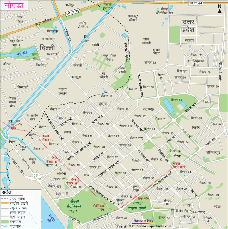 Noida City Hindi Map 