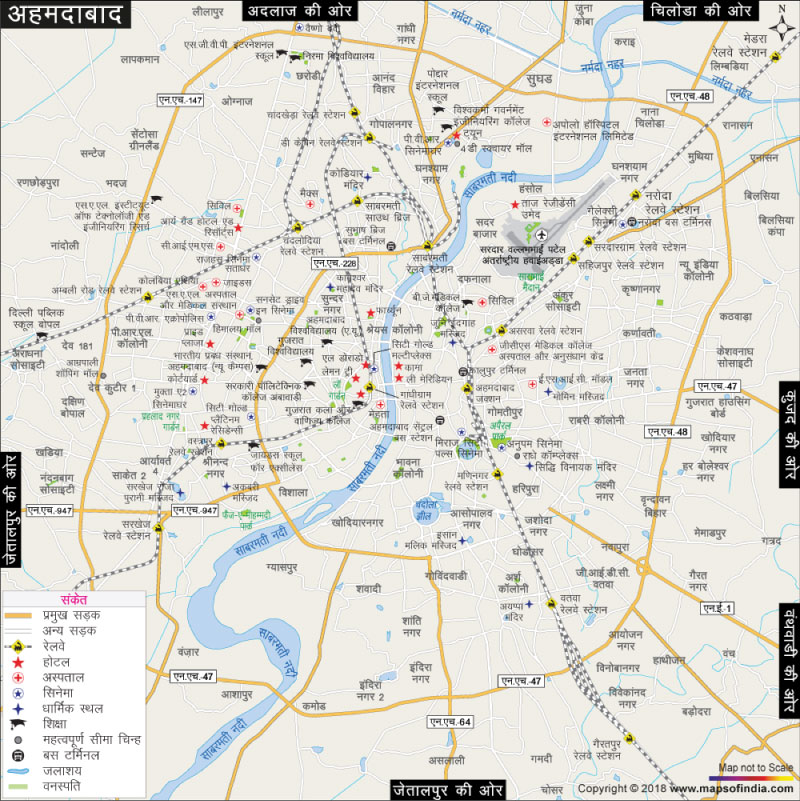 अहमदाबाद शहर का मानचित्र