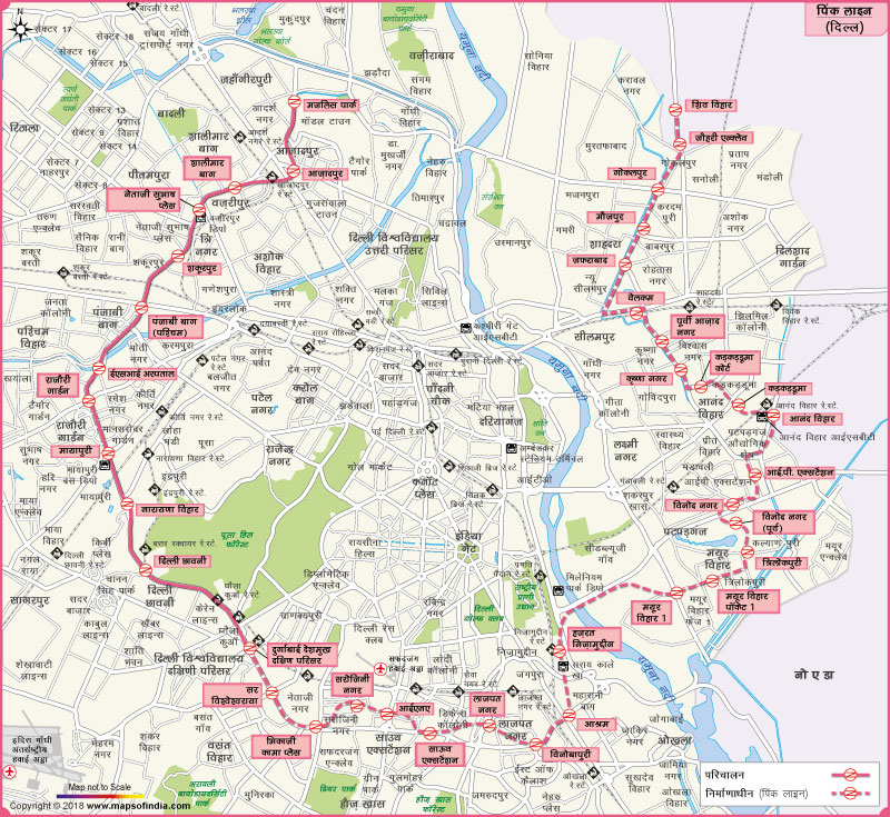 दिल्ली मेट्रो पिंक लाइन का नक्शा – मुकुंदपुर से शिव विहार
