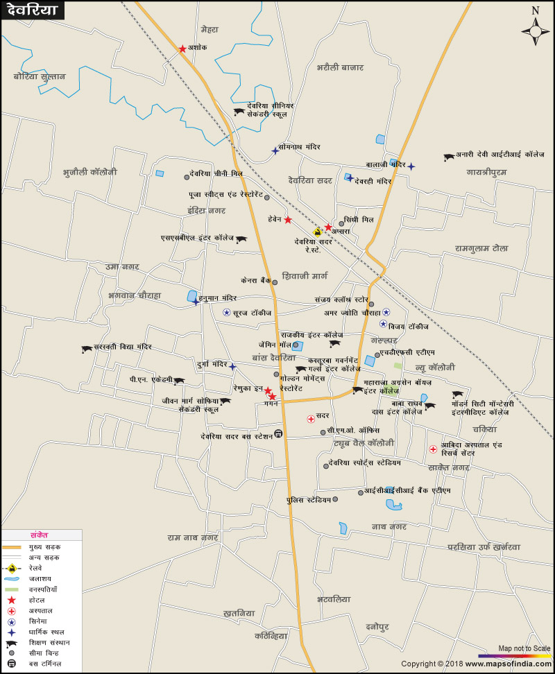 देवरिया शहर का नक्शा