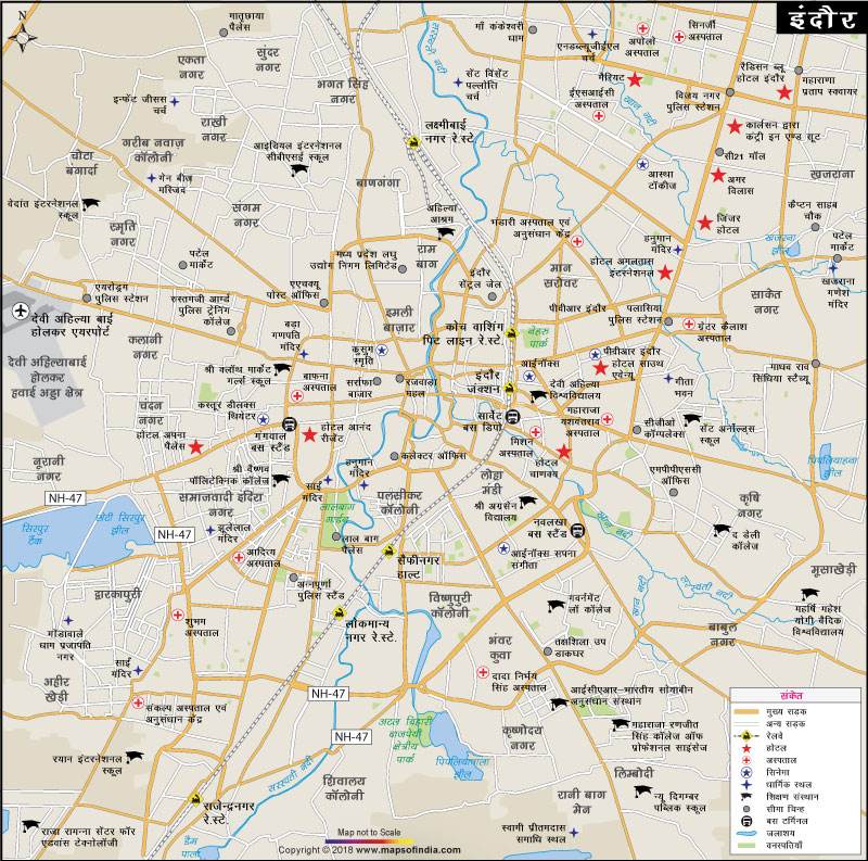 इंदौर शहर का मानचित्र
