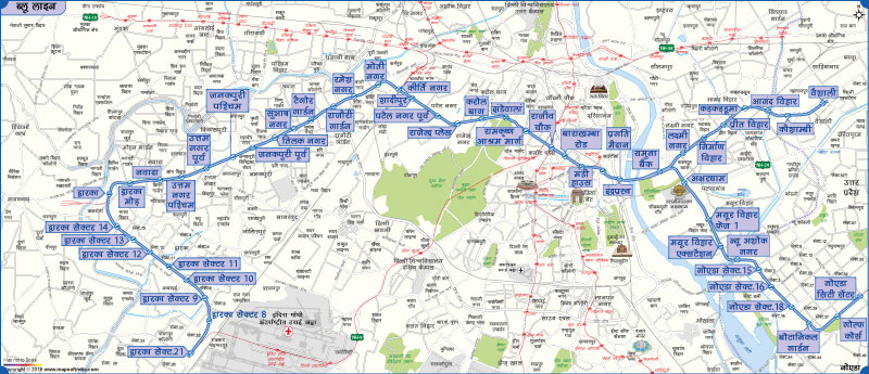 दिल्ली मेट्रो ब्लू लाइन का मानचित्र