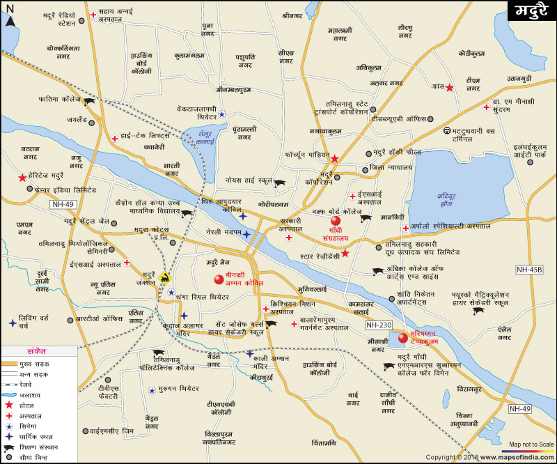 मदुरै शहर का नक्शा
