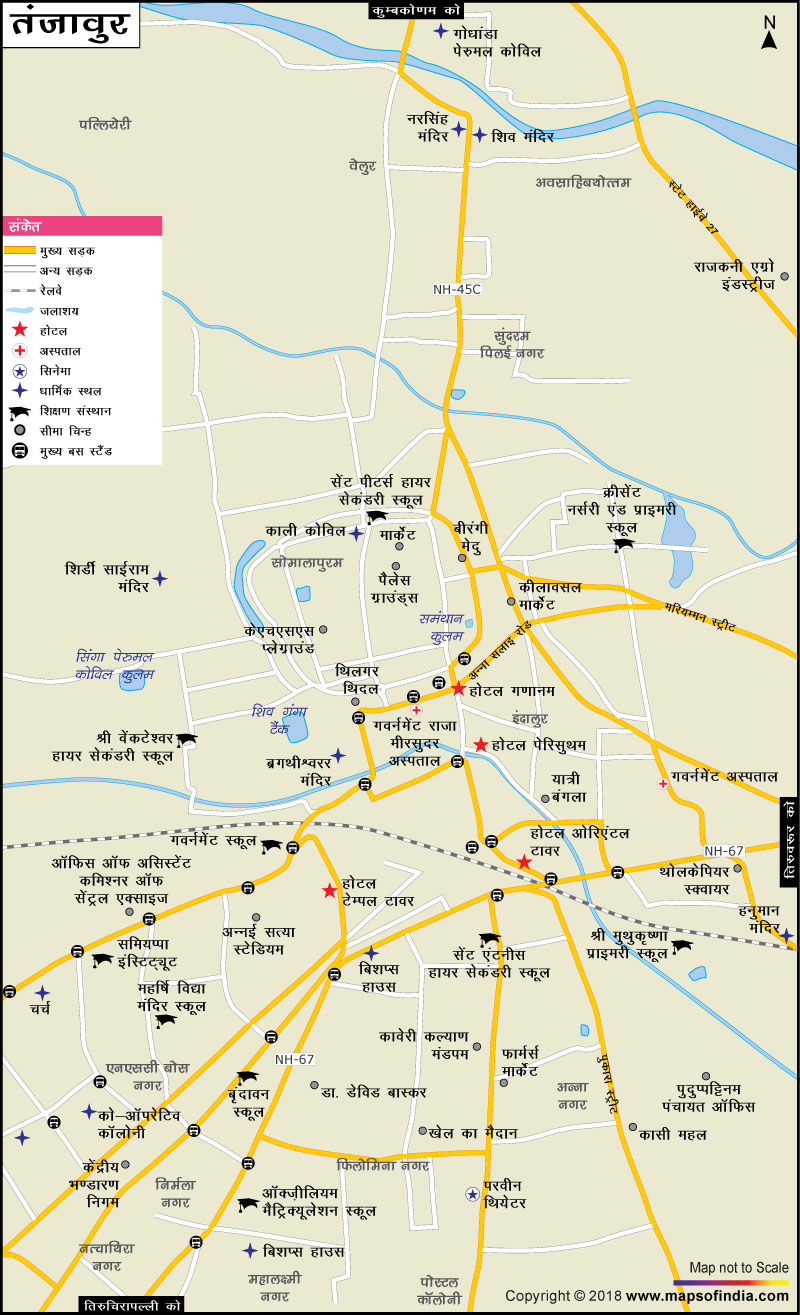 तंजावुर शहर का नक्शा