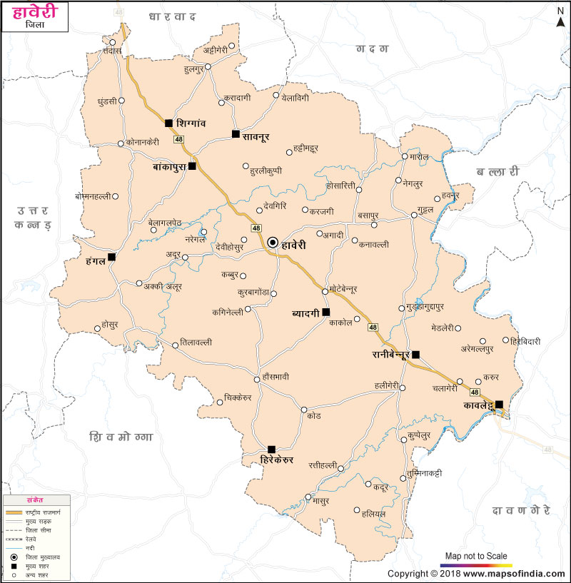 हावेरी जिले का नक्शा