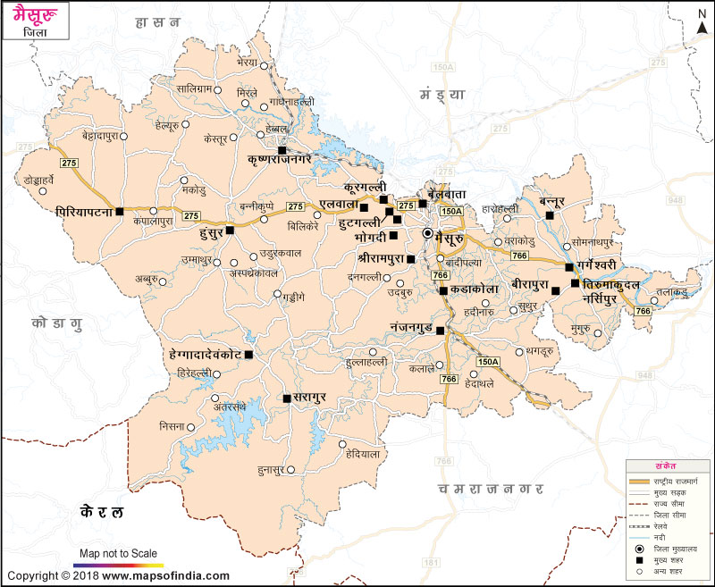 मैसूरू जिले का नक्शा