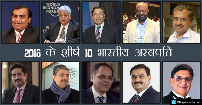 2018 के शीर्ष 10 भारतीय अरबपति