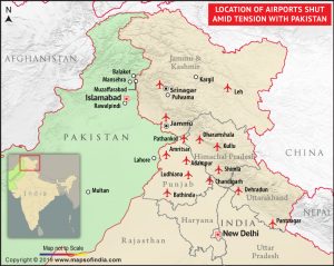 India Map Showing Airports Shutdown Amid Tensions with Pakistan