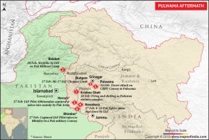 Map Depicting Important Events After Pulwama