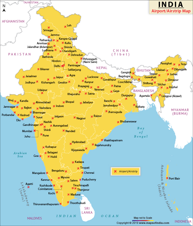 International Airports In India Map Airports in India, India Airports Map