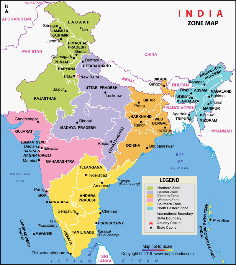 South East India Map Zonal Maps Of India | India Zonal Map