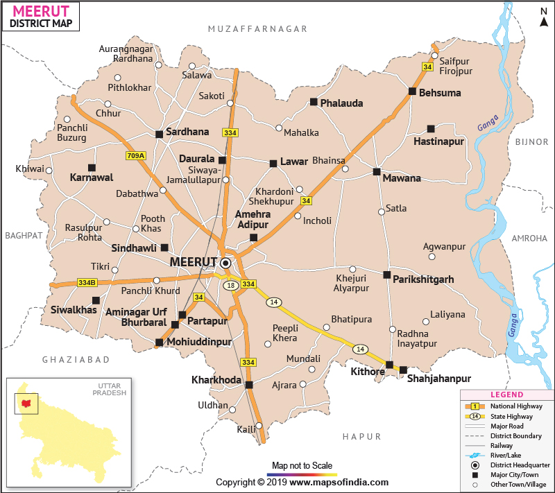 map of meerut city Meerut District Map map of meerut city