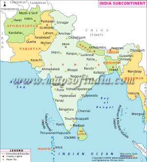 Map Of India And Surrounding Area Neighbouring Countries of india