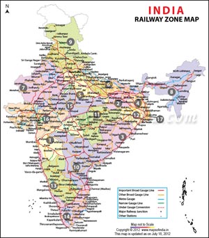 India Railway Zonal Map