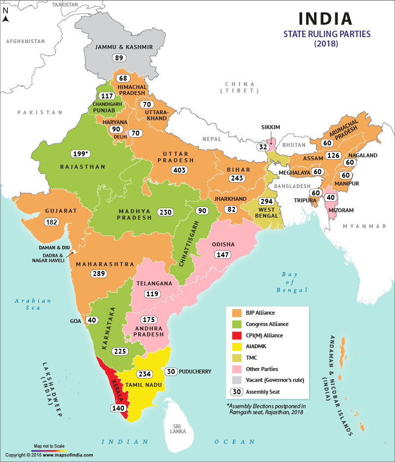 Current Ruling Political Parties In States Of India Maps Of India