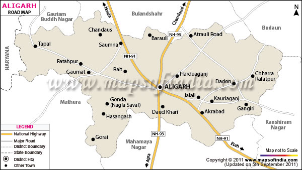 Delhi To Aligarh Road Map Aligarh Road Map