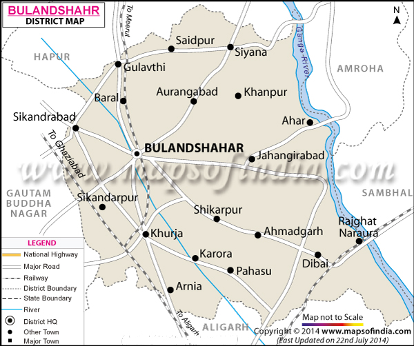 Bulandshahr In Up Map Bulandshahar District Map