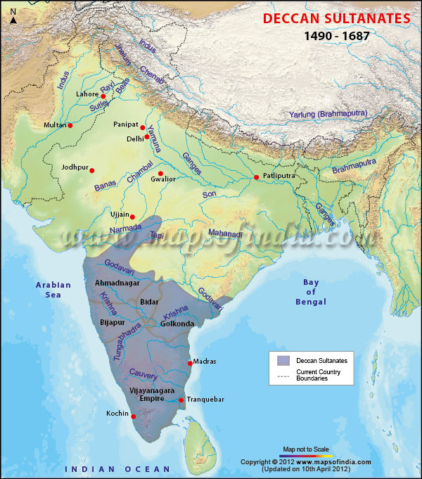 Barar In India Map Deccan Sultanates Map, Deccan Empire
