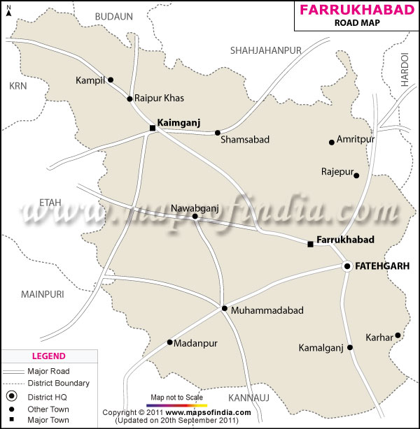 Farrukhabad In Up Map Farrukhabad Road Map
