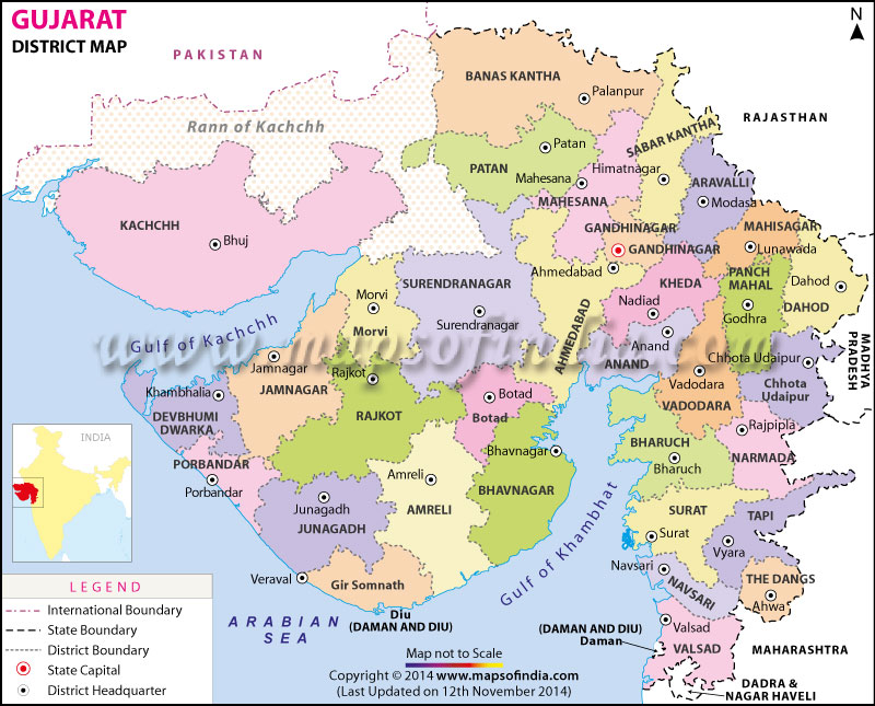 map of gujarat district Gujarat Districts Map map of gujarat district