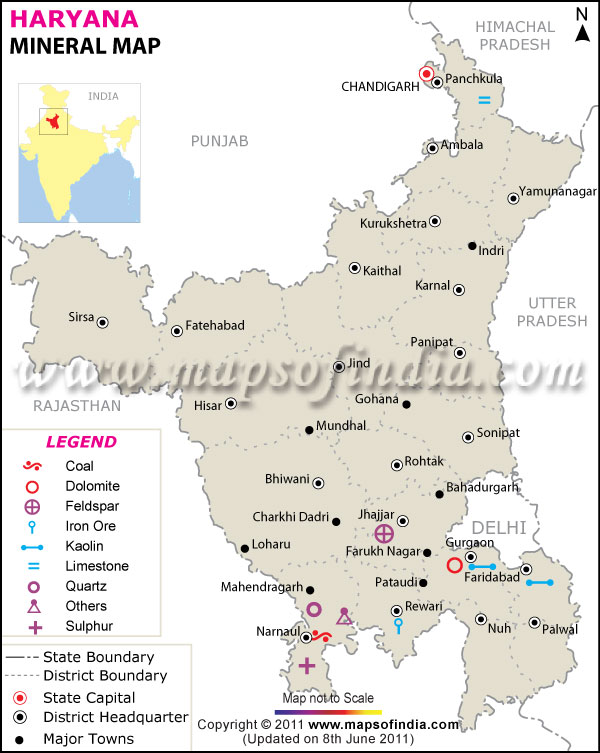 Haryana Minerals Map

