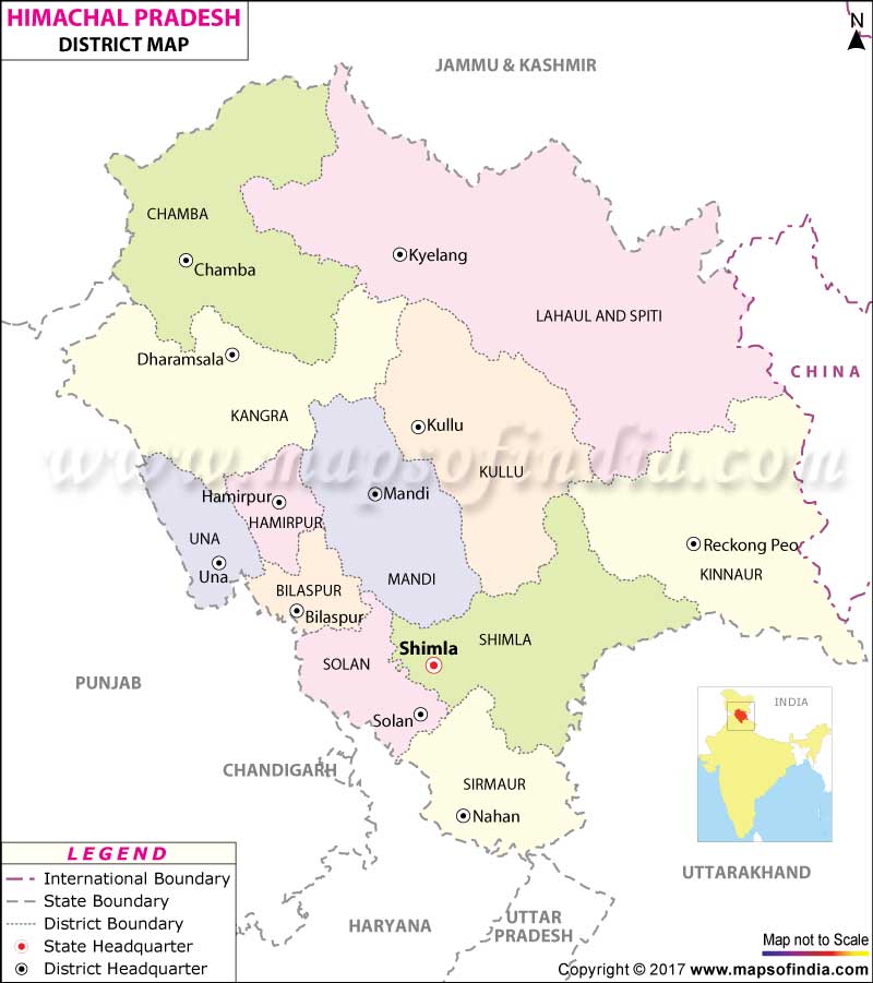 political map of himachal pradesh District Map Of Himachal Pradesh political map of himachal pradesh