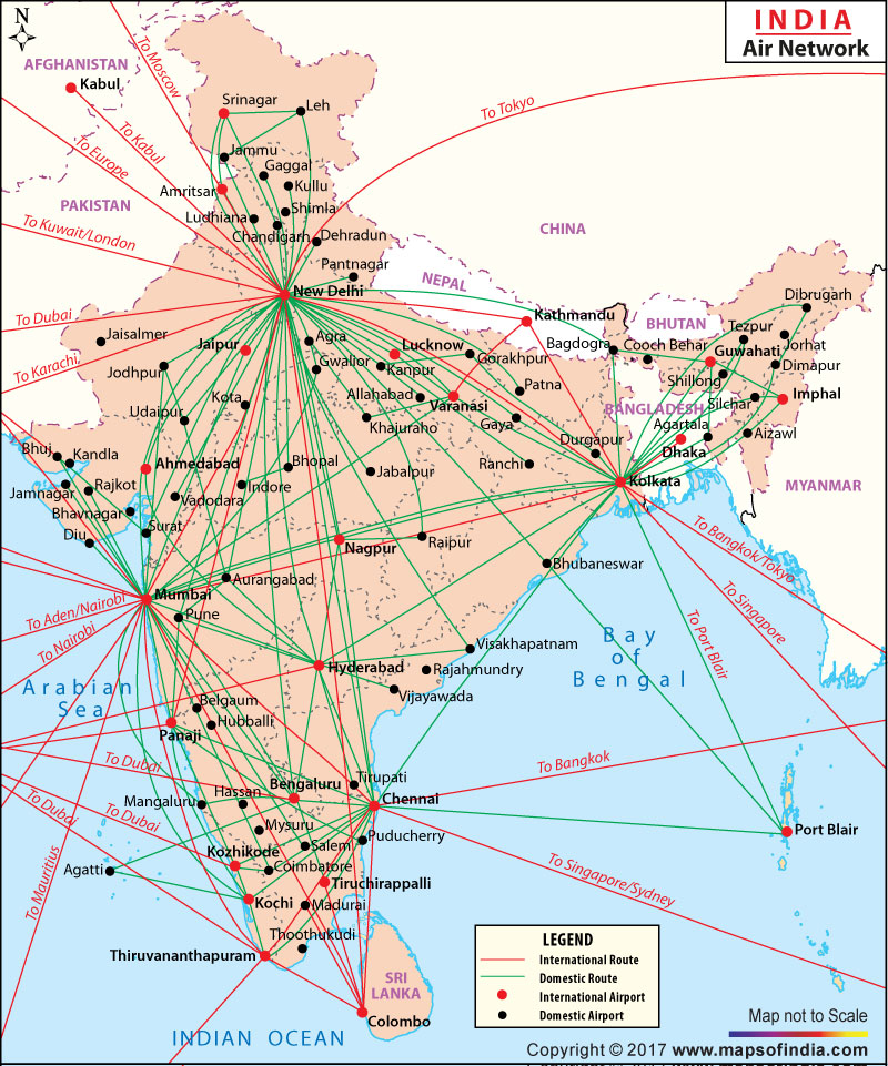 India Air Route Network Map