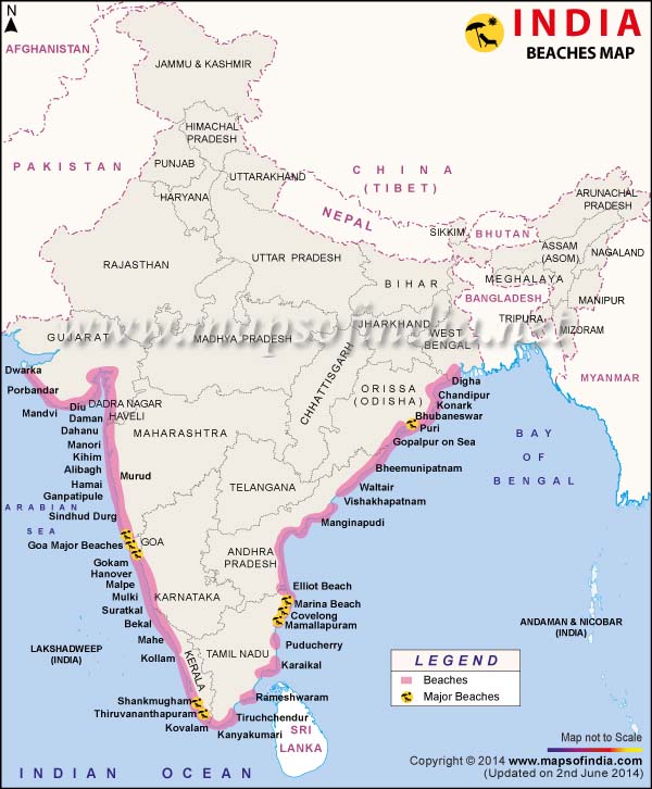 India Beaches Map