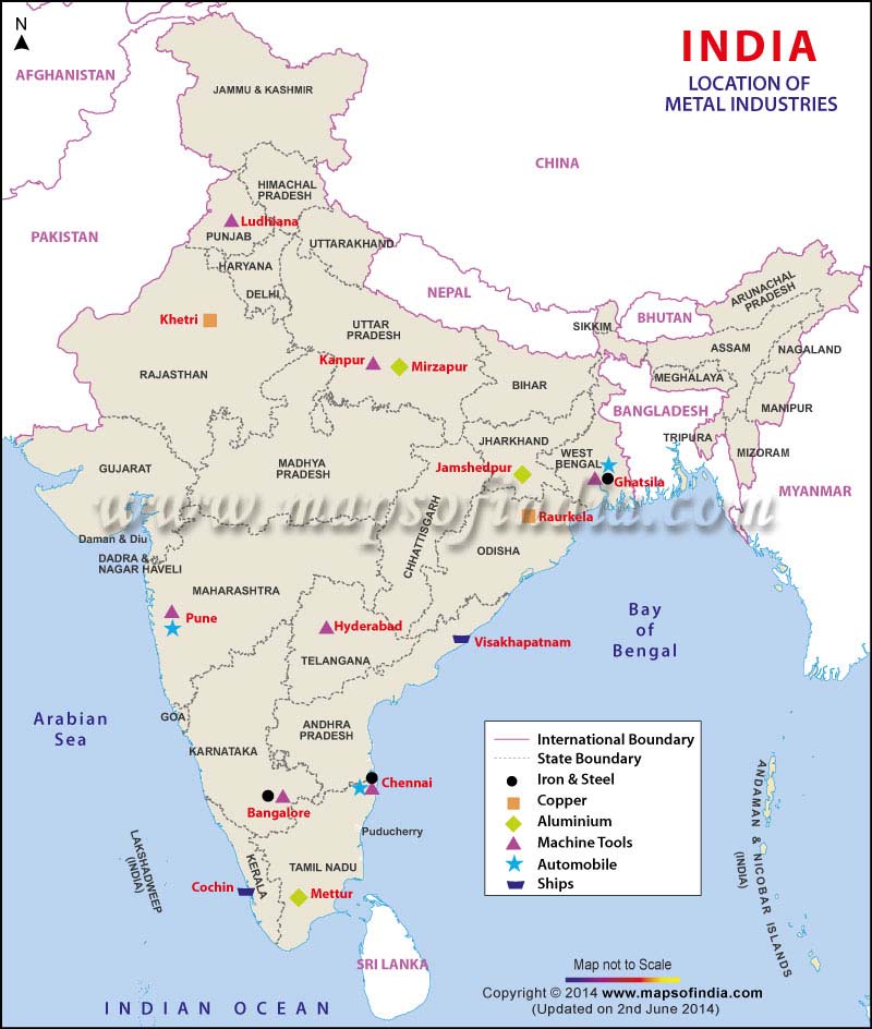 Industrial Map Of India Metal Industries Map Of India