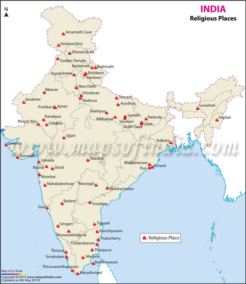 Map of Religious Places in India