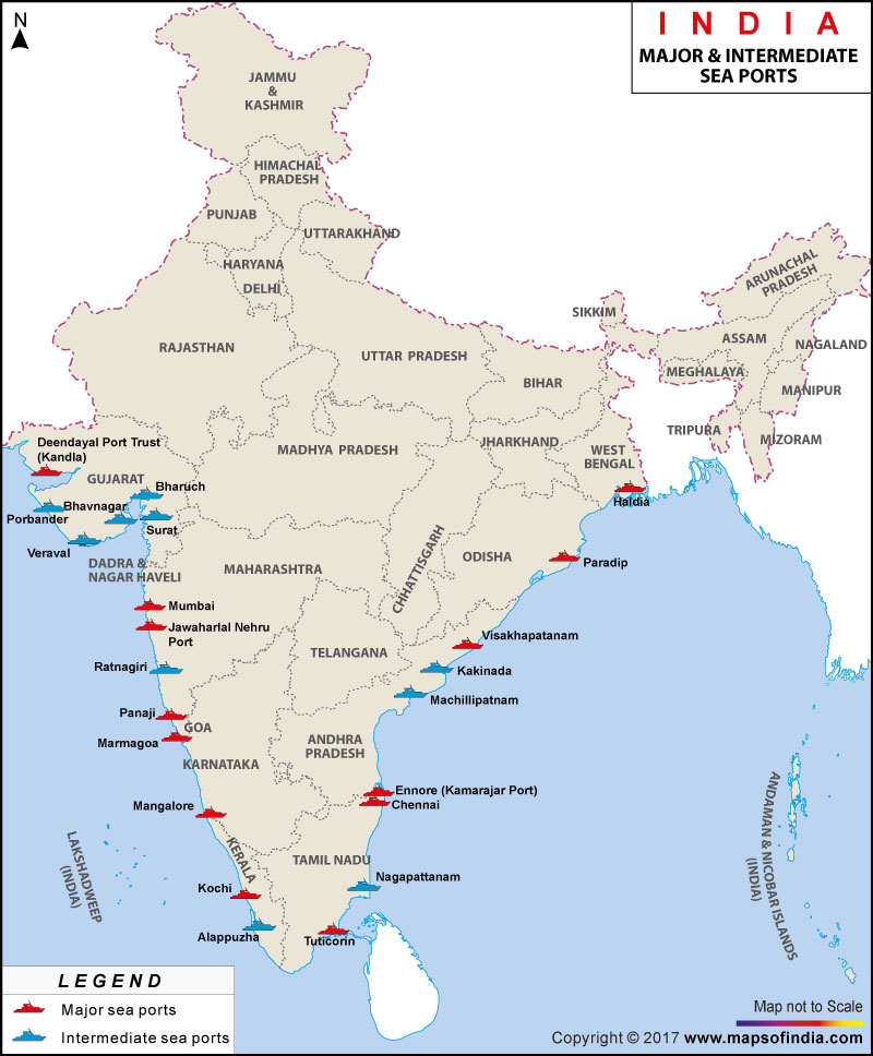 India Major Sea Ports Map