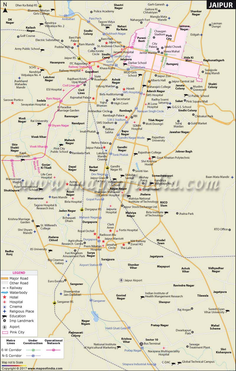 Jaipur City Map With Distance