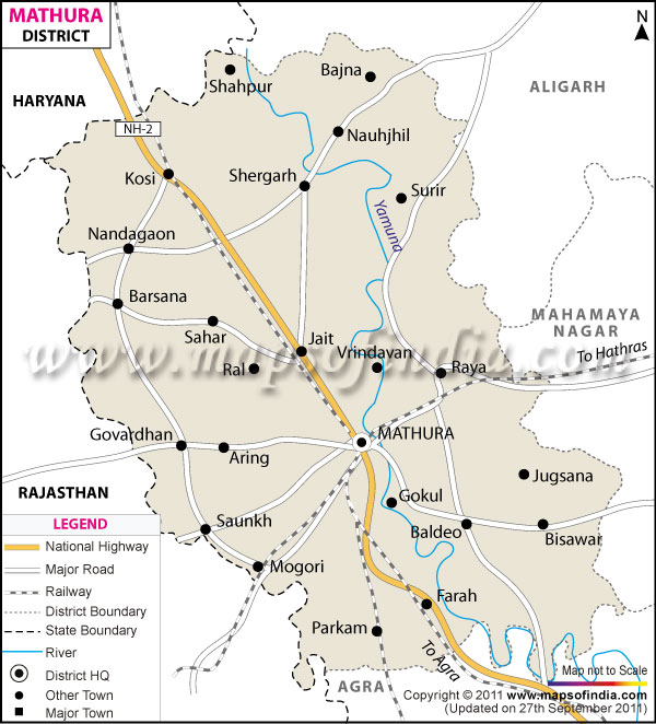Mathura In Up Map Mathura District Map