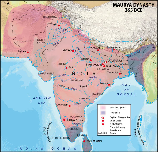 Taxila On Political Map Of India Maurya Dynasty, Mauryan Empire