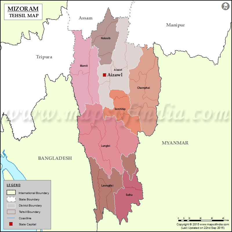 Mizoram Tehsil Map