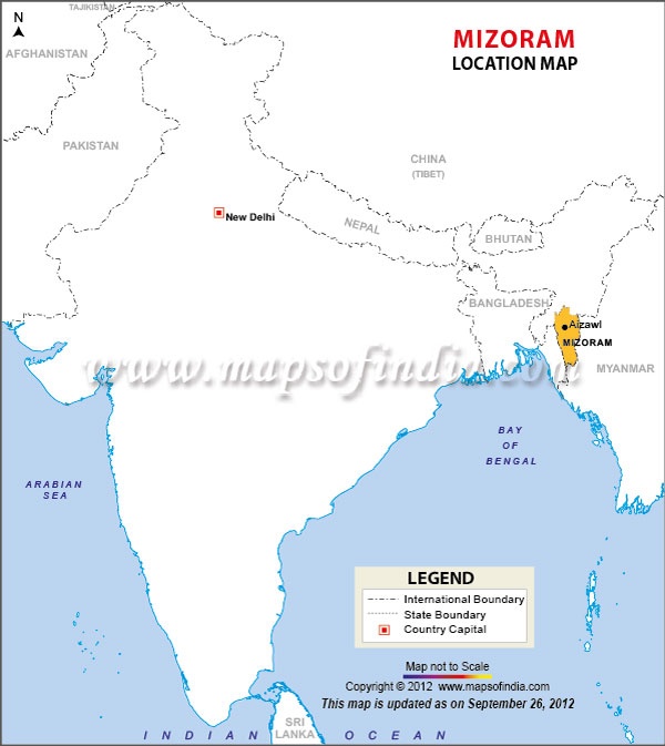 Location Map of Mizoram
