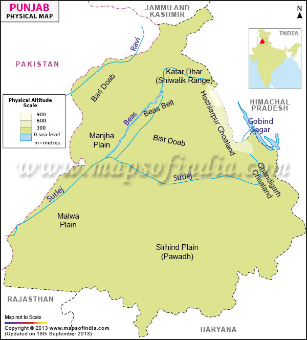 Physical Map of Punjab