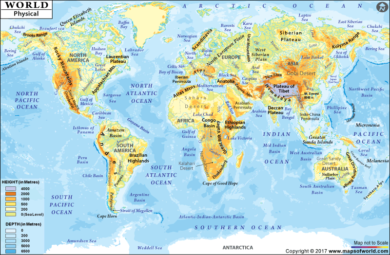 World Physical Map Physical Map Of World