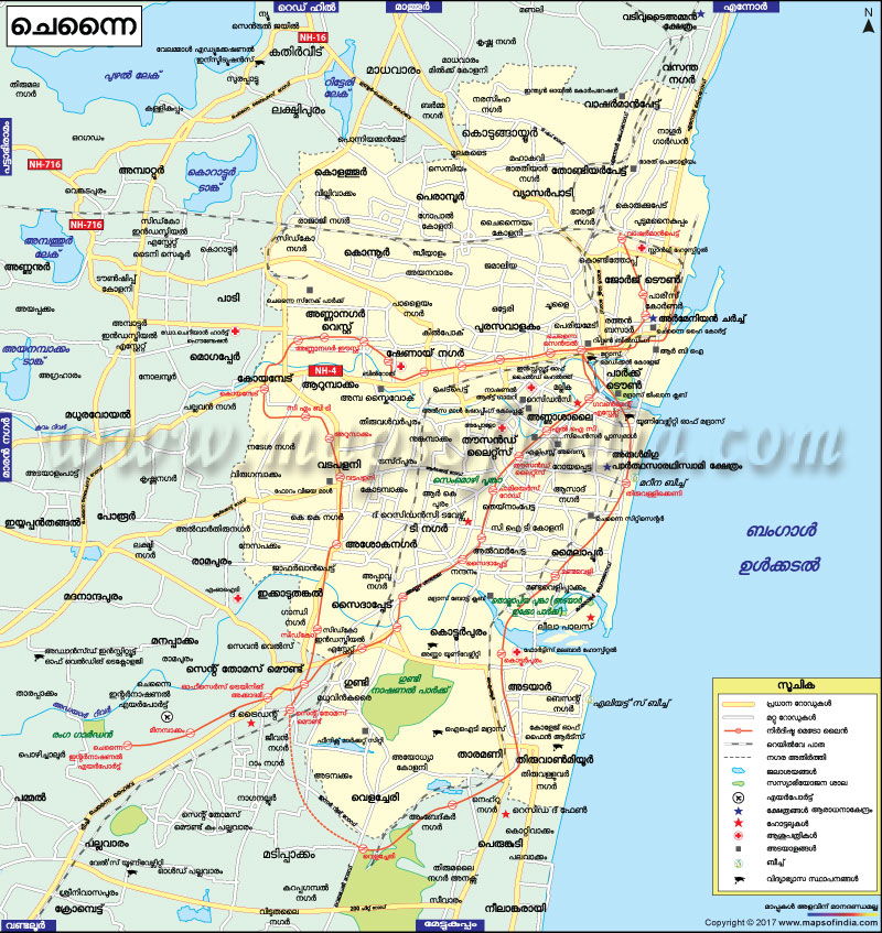 ചെന്നൈ ഭൂപടം (Chennai Malayalam Map)