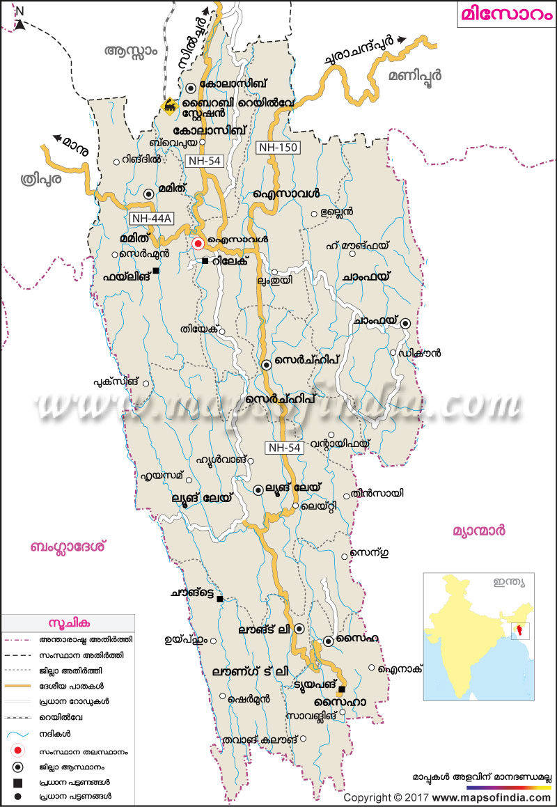 മിസോറം ഭൂപടം