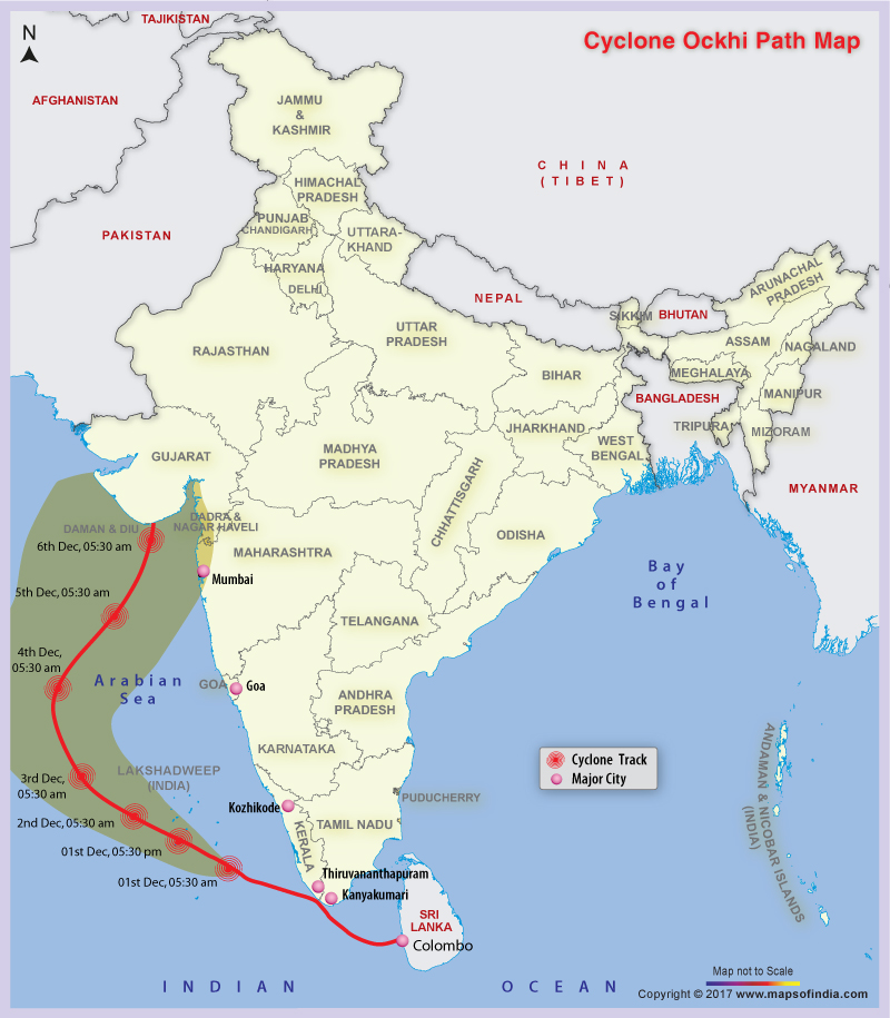Cyclone Map Of India Cyclone Ockhi Path Map And Tracker, Cyclone Ockhi News And Alert | Map In  News