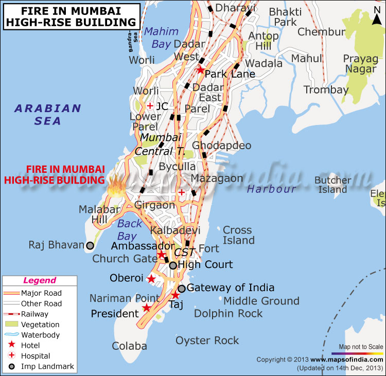 Bombay High In India Map Fire In Mumbai High-Rise Building - Seven Killed - Map In News | Map In News