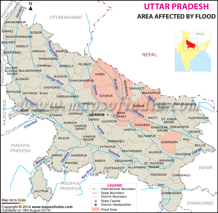 Areas Affected by Flood in Uttar Pradesh