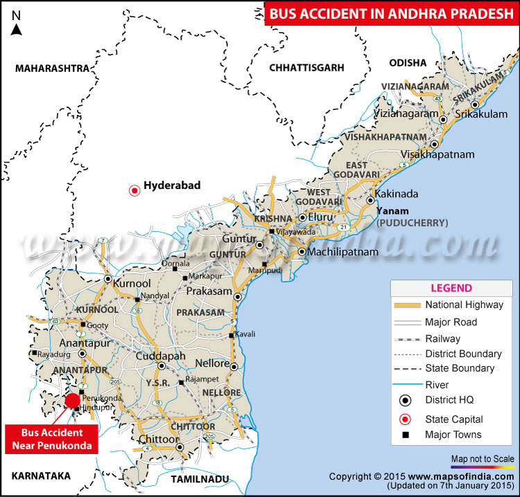 Location of Bus Accident in Andhra Pradesh