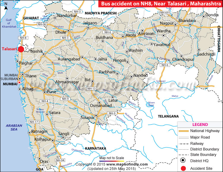 Bus accident on NH 8 near Talasari, Maharashtra