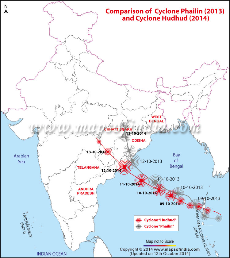 Comparison of Cyclone Phailin 2013 and Cyclone HudHud 2014