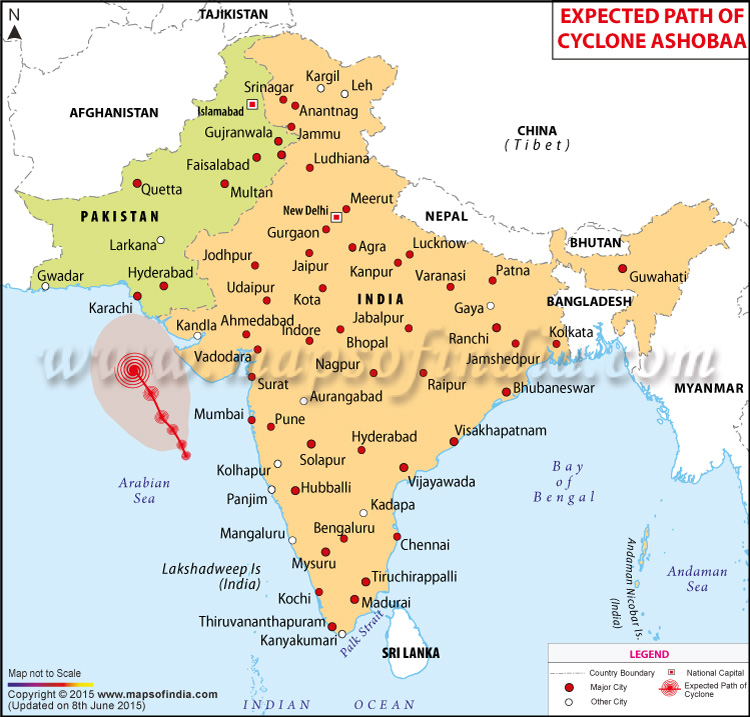 Cyclone Ashobaa Path Map
