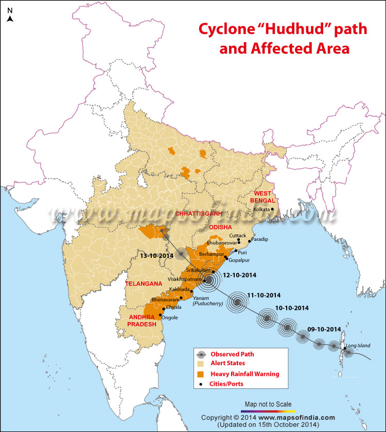 Cyclone Hudhud Map