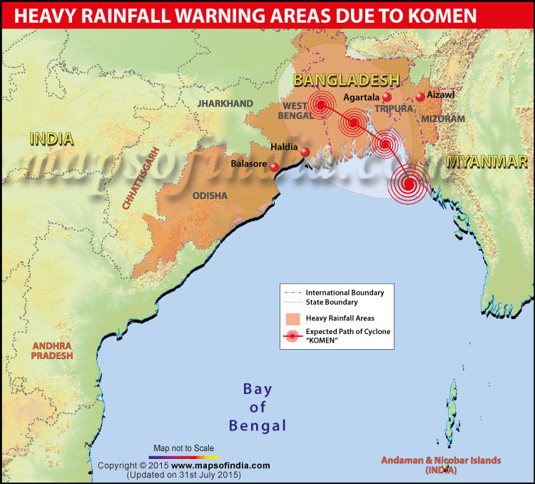 Cyclone Komen Path Map