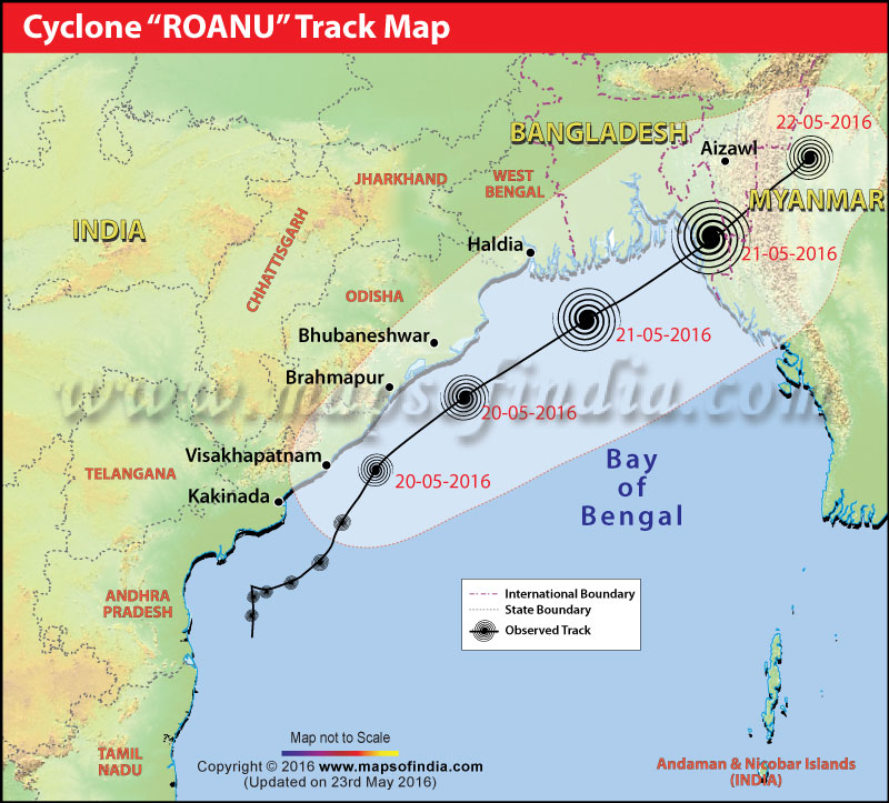 Cyclone Roanu Path